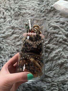 Mixed Costume Jewelry Stack in Gold, Silver, Pink